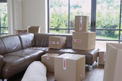 Office furniture and equipment prepared for a move in Brent