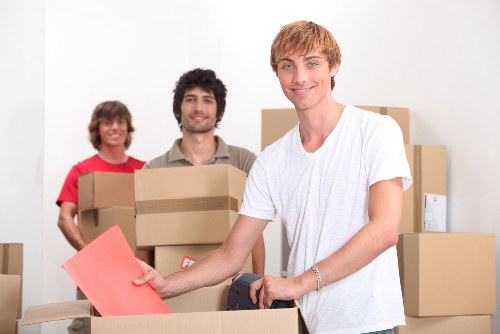 Brent removal team packing household items for transport