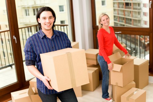 Business relocation team coordinating an office move